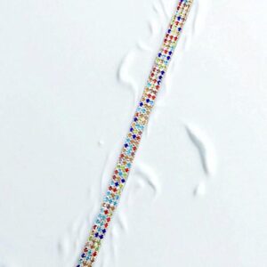 Браслет стразы 3ряда разноцветные стразы арт.tr1815 серебро