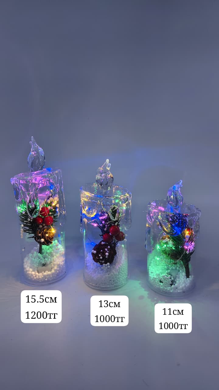 Свеча электронная с хвоей 11см арт.sk-14 1000тг Свеча электронная с хвоей 11см арт.sk-14 1000тг