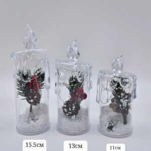 Свеча электронная с хвоей 11см арт.sk-14 1000тг