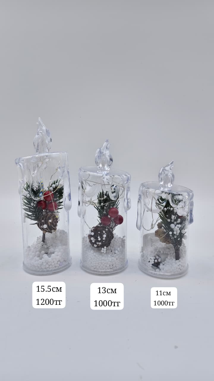 Свеча электронная с хвоей 15,5см арт.sk-16 1200тг Свеча электронная с хвоей 15,5см арт.sk-16 1200тг