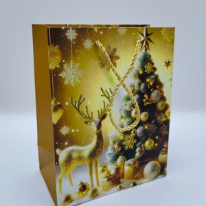 Пакет подарочный новогодний 18*23см арт.qzgzd-6656c-3 Олень золото 300тг