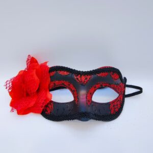 Маска карнавальная с цветком арт.tr2996 черно-красная 1500тг