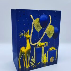 Пакет подарочный новогодний 18*23см арт.qzhzd-1032с-2 Олень синий 300тг