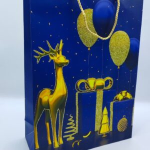 Пакет подарочный новогодний 30*41,5 арт.qzhzd-1032a-2 Олень синий 500тг