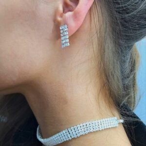 Чокер 4ряда+серьги стразы арт.tr2022 серебро