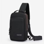 Мужская барсетка Fashion черно-коричневая арт.8817