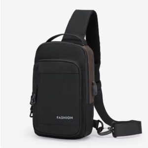 Мужская барсетка Fashion черно-коричневая арт.8817