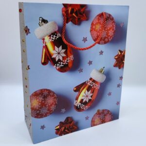 Пакет подарочный новогодний 26*32 арт.613m-1 Варежки 400тг