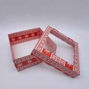 Коробка новогодняя с окошком 14,5*14*5*6см арт.tr2815 400тг