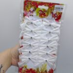 Бантики новогодние белые 12шт арт.6372-40