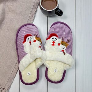 Тапочки домашние Дед мороз с оленем 38-39р арт.tr3211 сиреневые