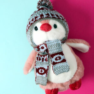 Мягкая игрушка Пингвин в шапке 25см арт.M14 розовый