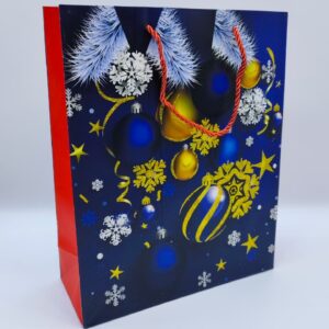 Пакет подарочный новогодний 26*32 арт.612m Елочные игрушки 400тг