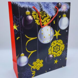 Пакет подарочный новогодний 26*32 арт.612m Елочные игрушки 400тг