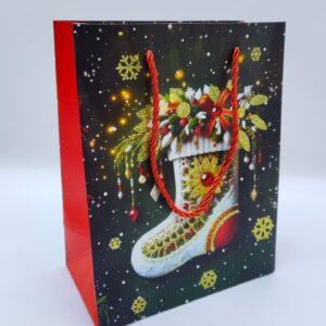 Пакет подарочный новогодний 18*23см арт.qzhzd-1030c-4 Носок 300тг