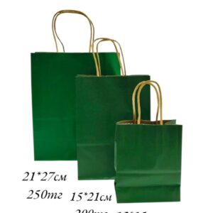 Пакет подарочный крафт 12*15см арт.pk15 темно-зеленый